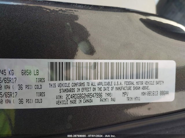 Dodge Grand Caravan Se 2017 2C4RDGBG2HR547996 Image 9
