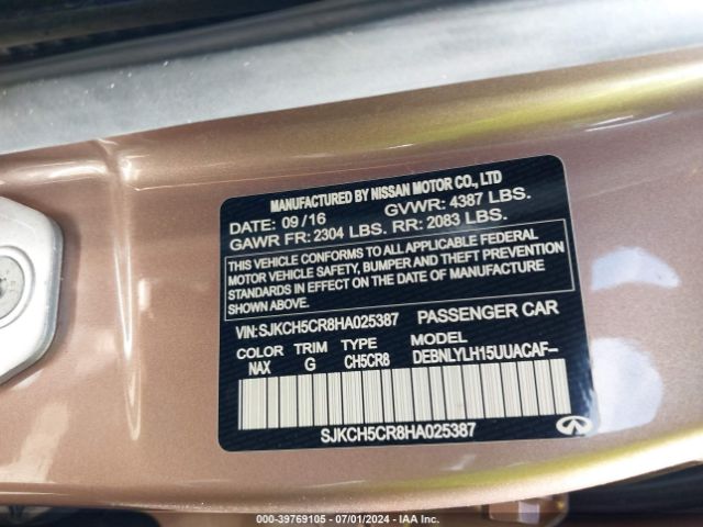 SJKCH5CR8HA025387 Infiniti Qx30 Premium
