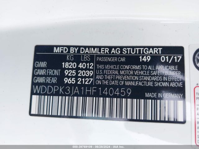WDDPK3JA1HF140459 Mercedes-Benz Slc 300