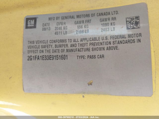 2G1FA1E33E9151601 Chevrolet Camaro 2ls