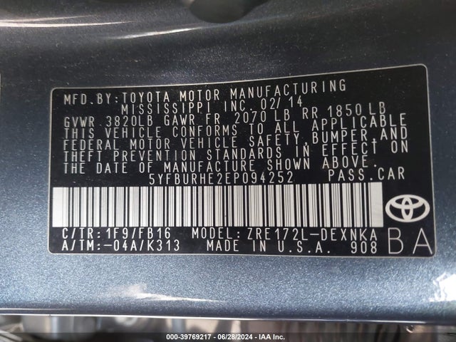 Toyota Corolla Le Plus 2014 5YFBURHE2EP094252 Image 9