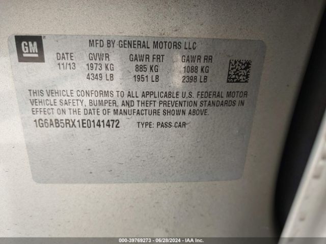 1G6AB5RX1E0141472 Cadillac ATS LUXURY