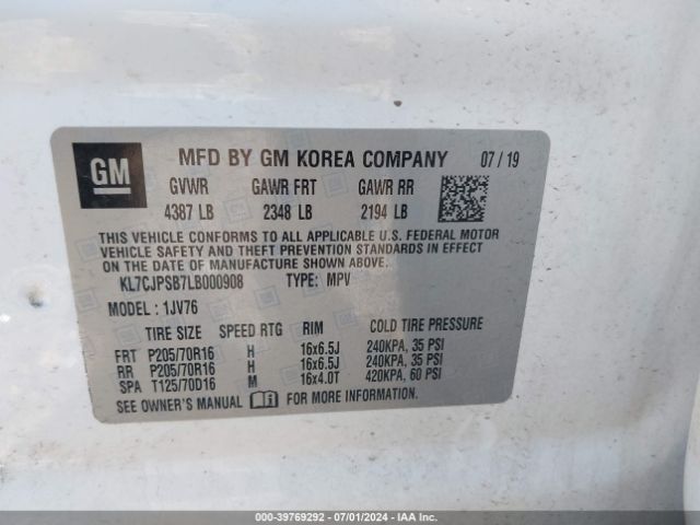 KL7CJPSB7LB000908 Chevrolet Trax Awd Lt