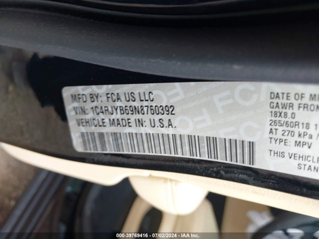1C4RJYB69N8760392 Jeep Grand Cherokee 4xe Limited 4x4