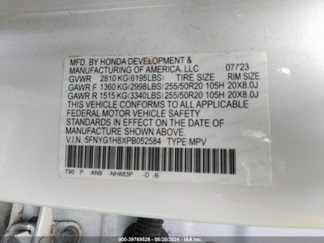 Honda Pilot Awd Elite 2023 5FNYG1H8XPB052584 Image 9