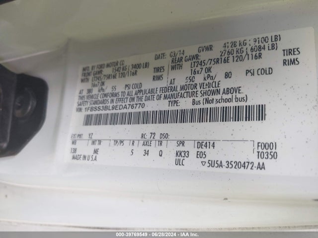 Ford E-350 Super Duty Xlt 2014 1FBSS3BL9EDA76770 Image 9