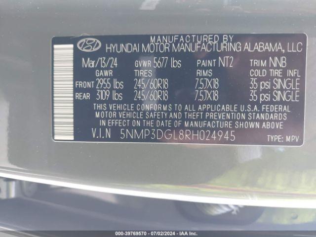5NMP3DGL8RH024945 Hyundai Santa Fe Xrt