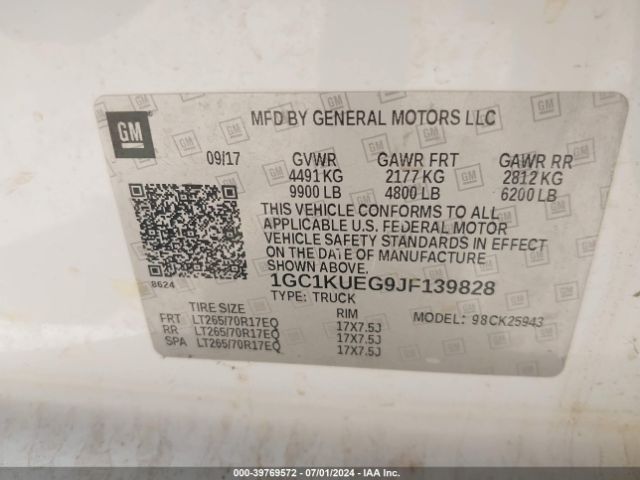 1GC1KUEG9JF139828 Chevrolet Silverado 2500hd Wt