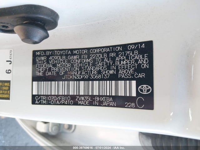 JTDKN3DPXF3068137 Toyota PRIUS PLUG-IN
