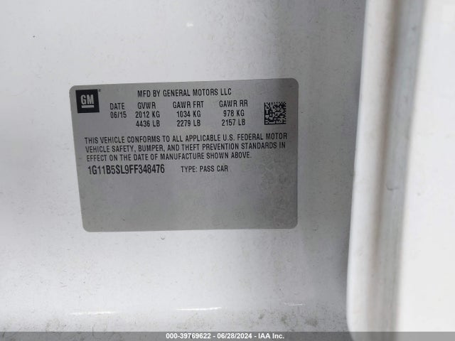 Chevrolet MALIBU LS 2015 1G11B5SL9FF348476 Image 9