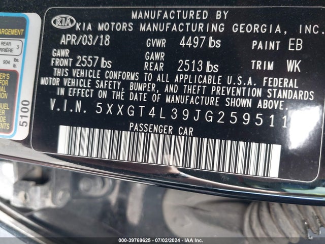 KIA Optima Lx 2018 5XXGT4L39JG259511 Image 9