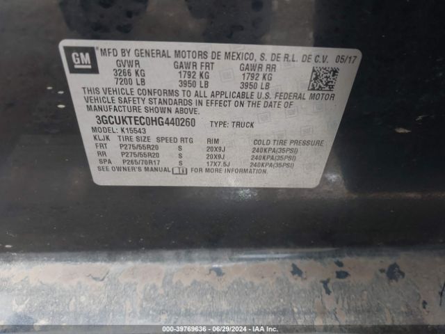 3GCUKTEC0HG440260 Chevrolet Silverado 1500 High Country