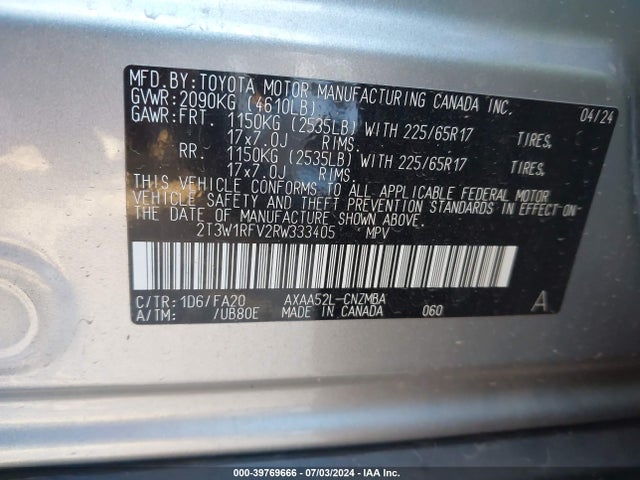 Toyota Rav4 Xle 2024 2T3W1RFV2RW333405 Image 9