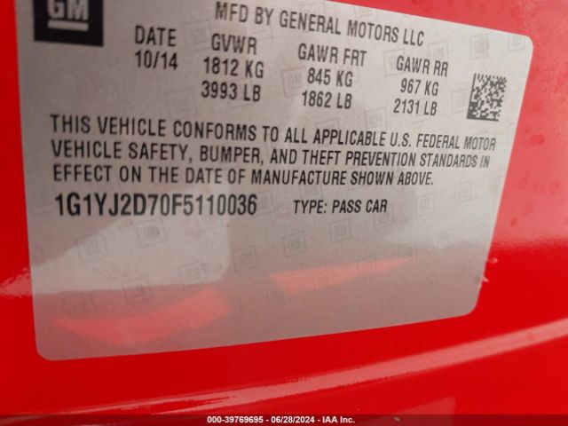 1G1YJ2D70F5110036 Chevrolet Corvette Stingray Z51