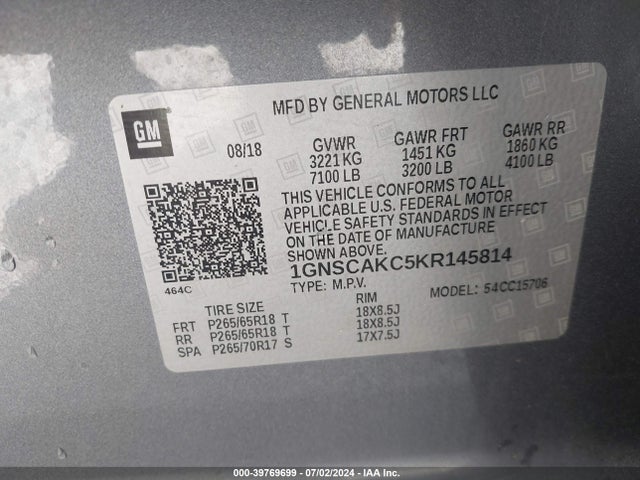 Chevrolet Tahoe Ls 2019 1GNSCAKC5KR145814 Image 9