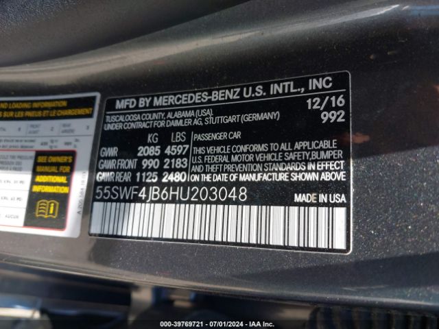 55SWF4JB6HU203048 Mercedes-Benz C 300 Luxury/sport
