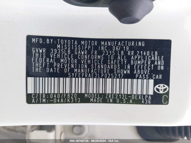 Toyota COROLLA LE 2020 5YFEPRAE2LP025217 Image 9