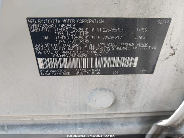 Toyota RAV4 LE 2017 JTMZFREV2HJ145092 Image 9