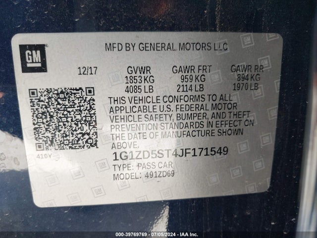 Chevrolet MALIBU LT 2018 1G1ZD5ST4JF171549 Image 9