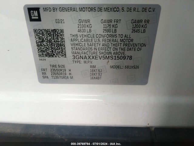 Chevrolet Equinox Awd Premier 2021 3GNAXXEV5MS150978 Image 9