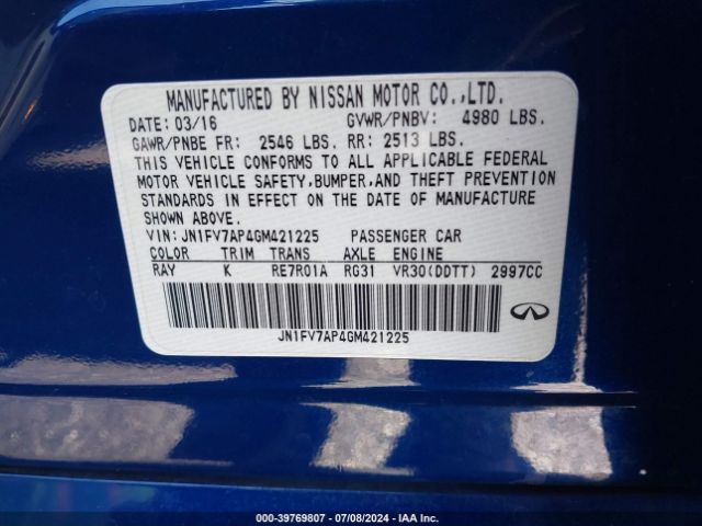 JN1FV7AP4GM421225 Infiniti Q50 3.0t Red Sport 400