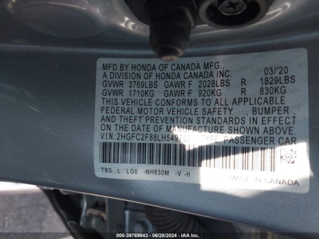 2HGFC2F88LH549750 Honda Civic Sport