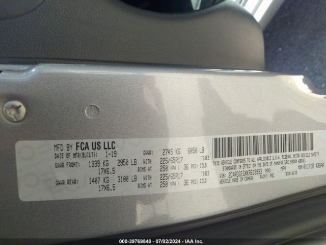 2C4RDGEGXKR619983 Dodge Grand Caravan Gt