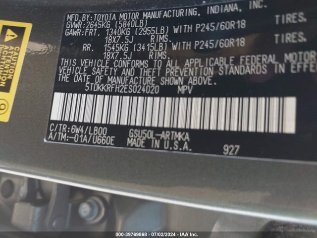 Toyota Highlander Xle V6 2014 5TDKKRFH2ES024020 Image 9