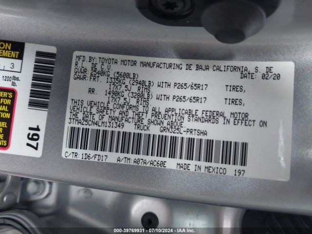 3TMAZ5CN4LM131349 Toyota Tacoma Trd Sport