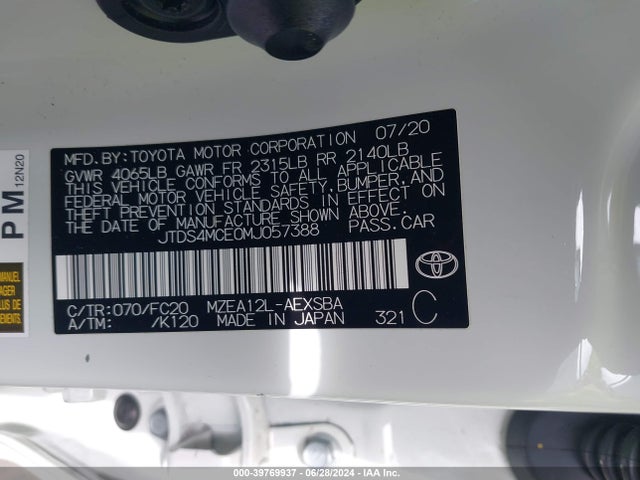 Toyota COROLLA SE 2021 JTDS4MCE0MJ057388 Image 9