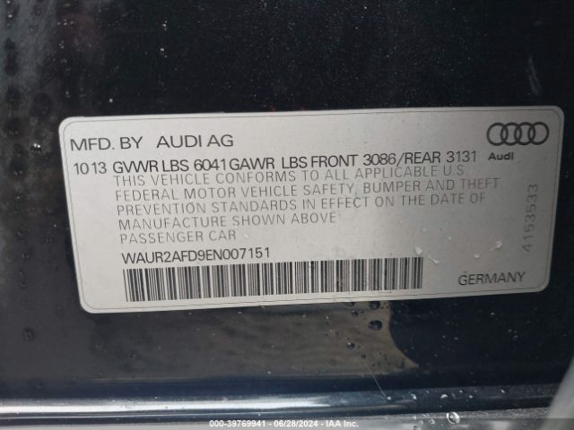 WAUR2AFD9EN007151 Audi A8 L 4.0t