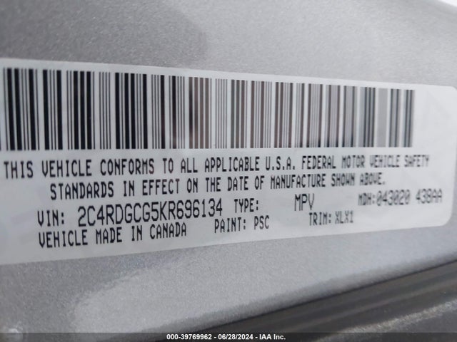 Dodge Grand Caravan Sxt 2019 2C4RDGCG5KR696134 Image 9