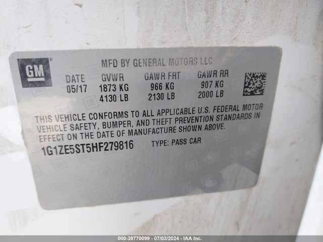 Chevrolet MALIBU 1LT 2017 1G1ZE5ST5HF279816 Image 9