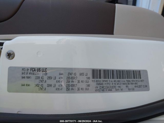 2C4RC1EG4LR165781 Chrysler Pacifica Touring L Plus