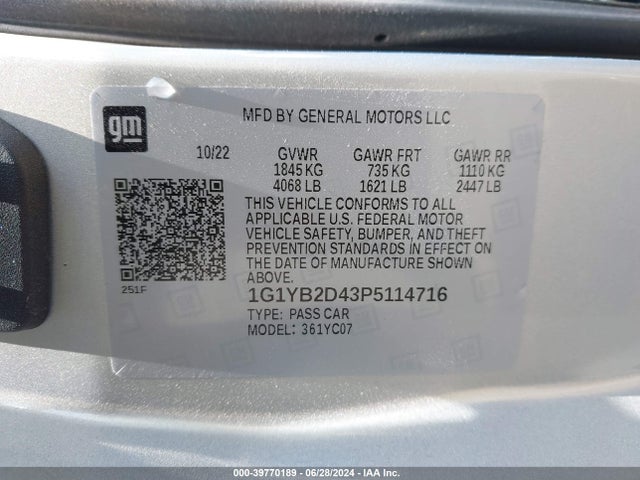 Chevrolet Corvette Stingray Rwd  2lt 2023 1G1YB2D43P5114716 Image 9