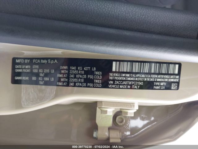 ZACCJABT9FPC21543 Jeep Renegade Latitude