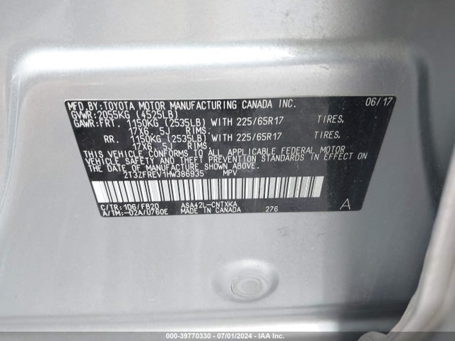 Toyota RAV4 LE 2017 2T3ZFREV1HW386935 Image 9