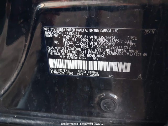 Toyota Rav4 Limited 2014 2T3YFREV8EW112347 Image 9