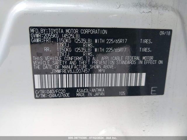 Toyota Rav4 Xle 2018 JTMWFREV8JJ207457 Image 9