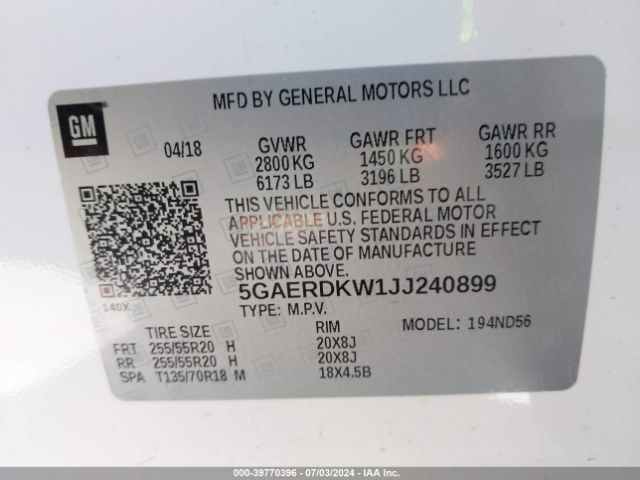 5GAERDKW1JJ240899 Buick Enclave Avenir
