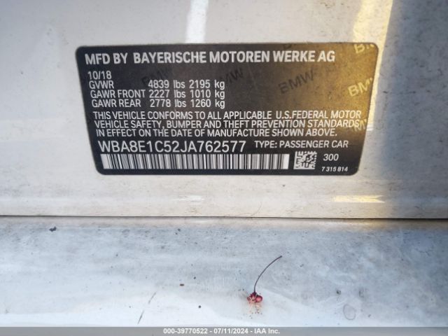 WBA8E1C52JA762577 BMW 330e Iperformance