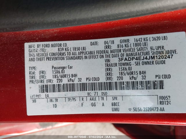 Ford FIESTA SE 2018 3FADP4EJ4JM120247 Image 9
