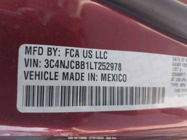 3C4NJCBB1LT252978 Jeep Compass Latitude Fwd