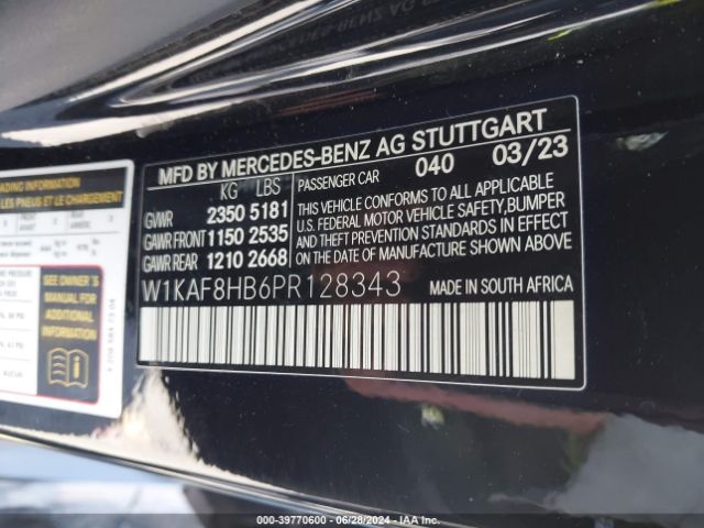 W1KAF8HB6PR128343 Mercedes-Benz Amg C 43 4matic