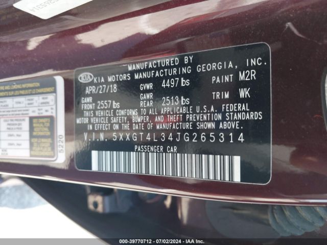 5XXGT4L34JG265314 KIA Optima Lx