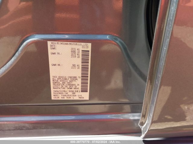 1N4AZ1CP8LC306381 Nissan Leaf Sv 40 Kwh
