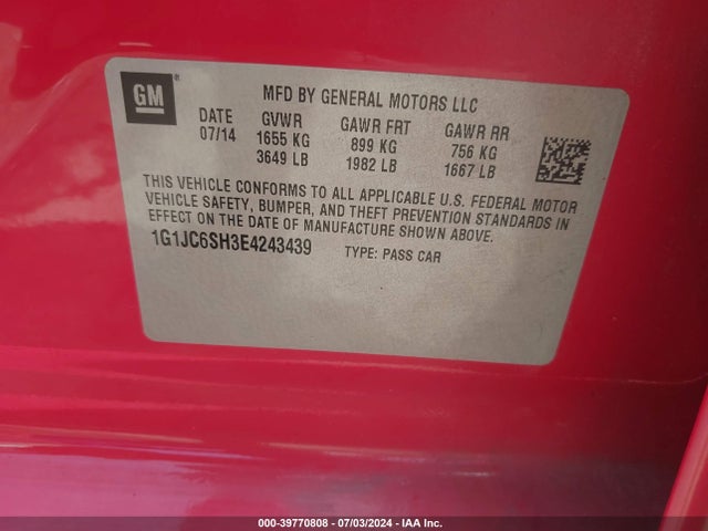 Chevrolet Sonic Lt Auto 2014 1G1JC6SH3E4243439 Image 9