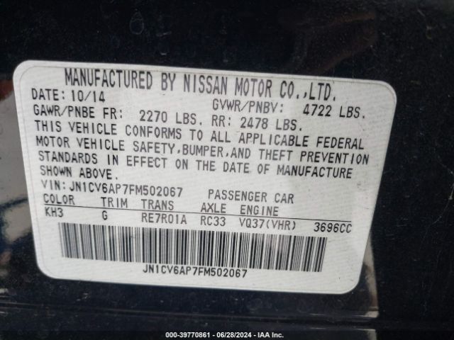 JN1CV6AP7FM502067 Infiniti Q40