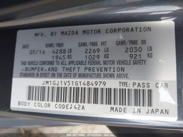 JM1GJ1V51G1484979 Mazda Mazda6 I Touring