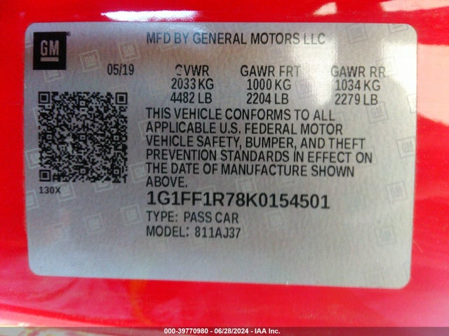 Chevrolet Camaro 1ss 2019 1G1FF1R78K0154501 Image 9
